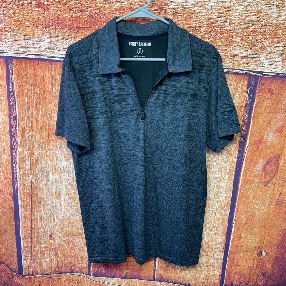 Harley-Davidson Men's Performance Slim Fit Quarter-Zip Short Sleeve Polo Shirt